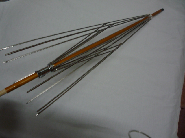 画像1: 手作り傘用　骨組みセット48.5cm（木製柄）茶木 